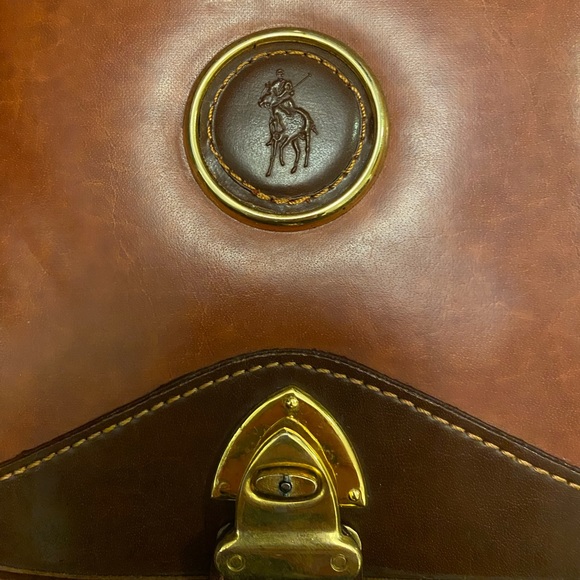 Vintage 1980’s RALPH LAUREN brown leather crossbody wallet - Picture 2 of 14